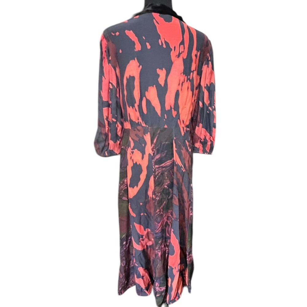 Soft Surroundings Velvet Applique Abstract Maxi Dress Red Black Boho V Neck 6 - Picture 2 of 13